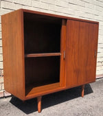 REFINISHED MCM Walnut Sideboard TV Media Record Console 37.5” PERFECT, narrow - Mid Century Modern Toronto 2