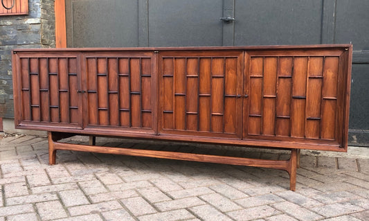 REFINISHED MCM Walnut & Rosewood Credenza by Thomasville 69", LOW profile, perfect - Mid Century Modern Toronto
