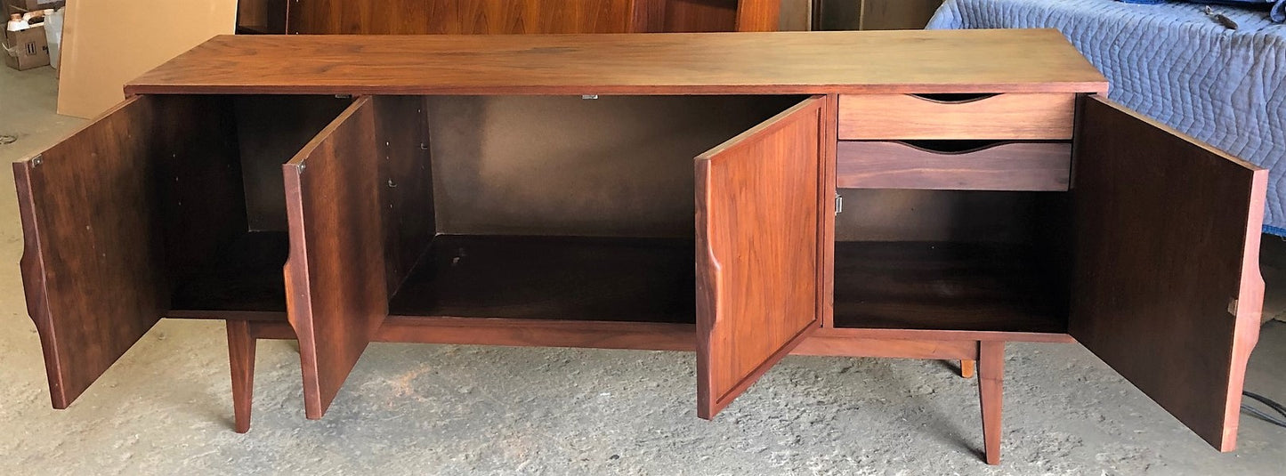 REFINISHED MCM Walnut Credenza with woven front PERFECT, 6ft - Mid Century Modern Toronto