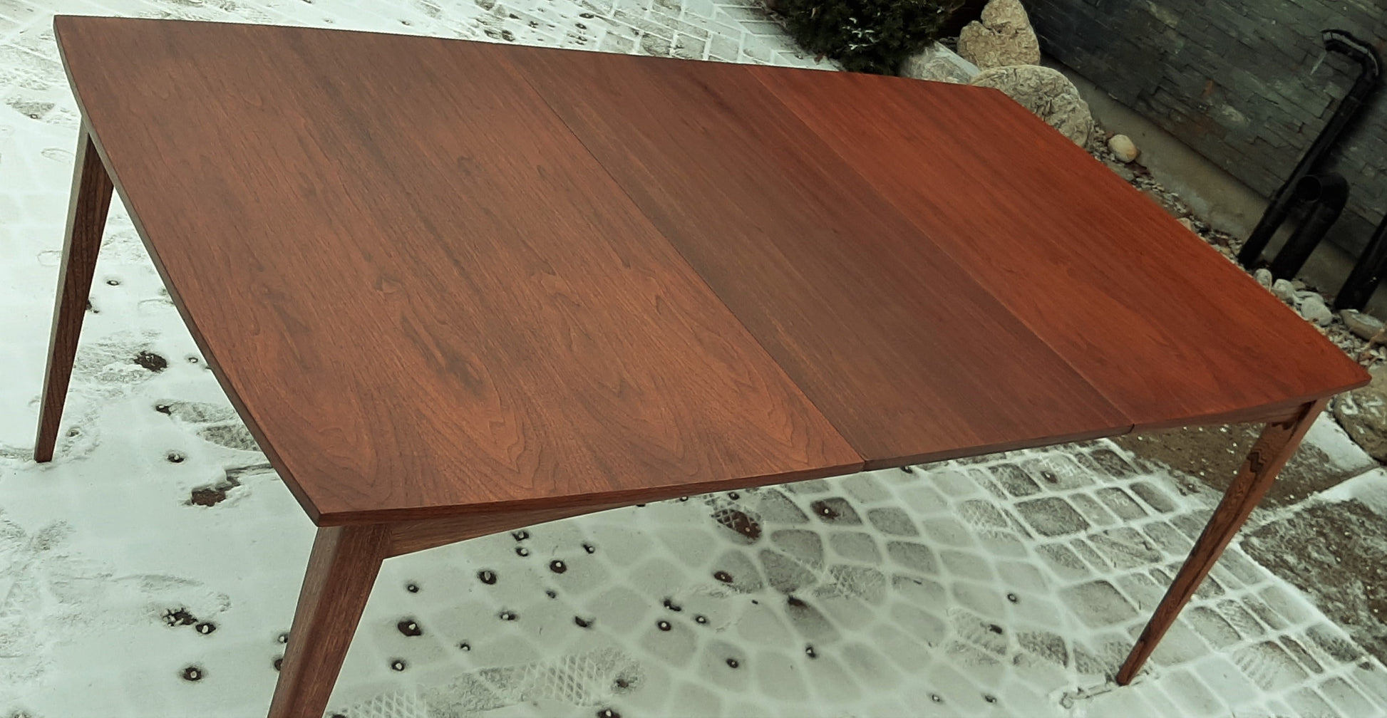 REFINISHED MCM Walnut Dining Table Extendable w 1 leaf, perfect, 54"-74" - Mid Century Modern Toronto