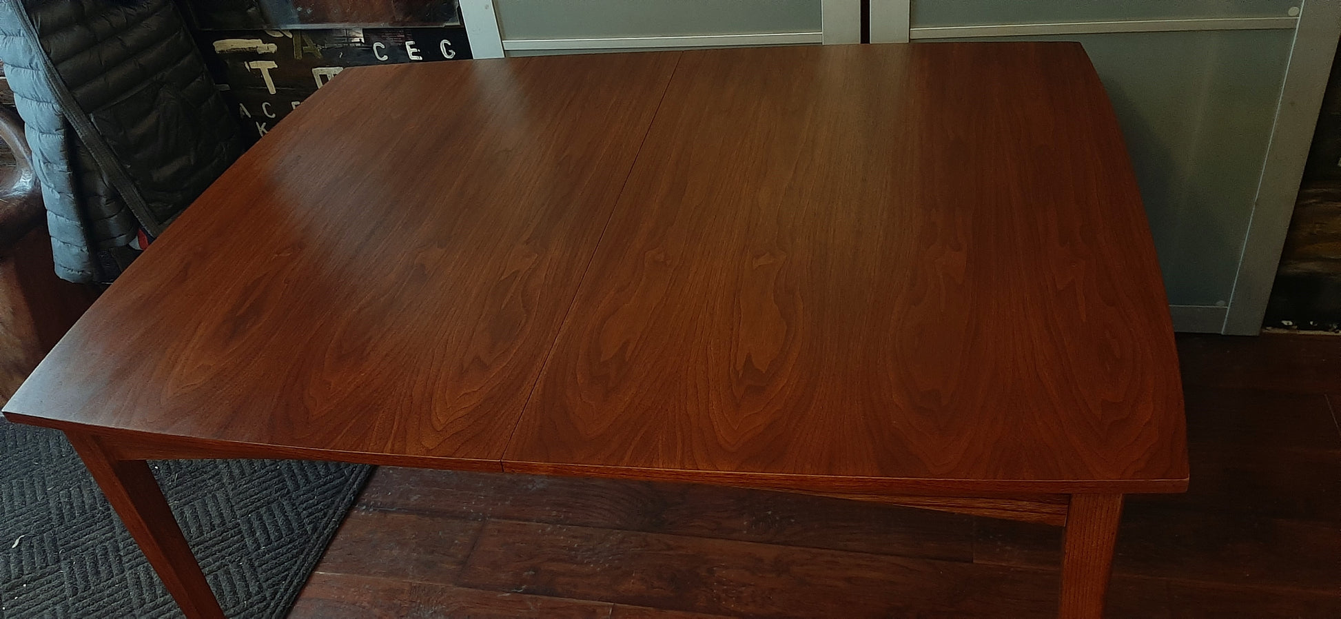 REFINISHED MCM Walnut Dining Table Extendable w 1 leaf, perfect, 54"-74" - Mid Century Modern Toronto
