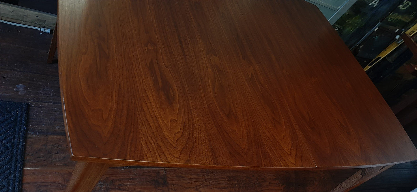 REFINISHED MCM Walnut Dining Table Extendable w 1 leaf, perfect, 54"-74" - Mid Century Modern Toronto