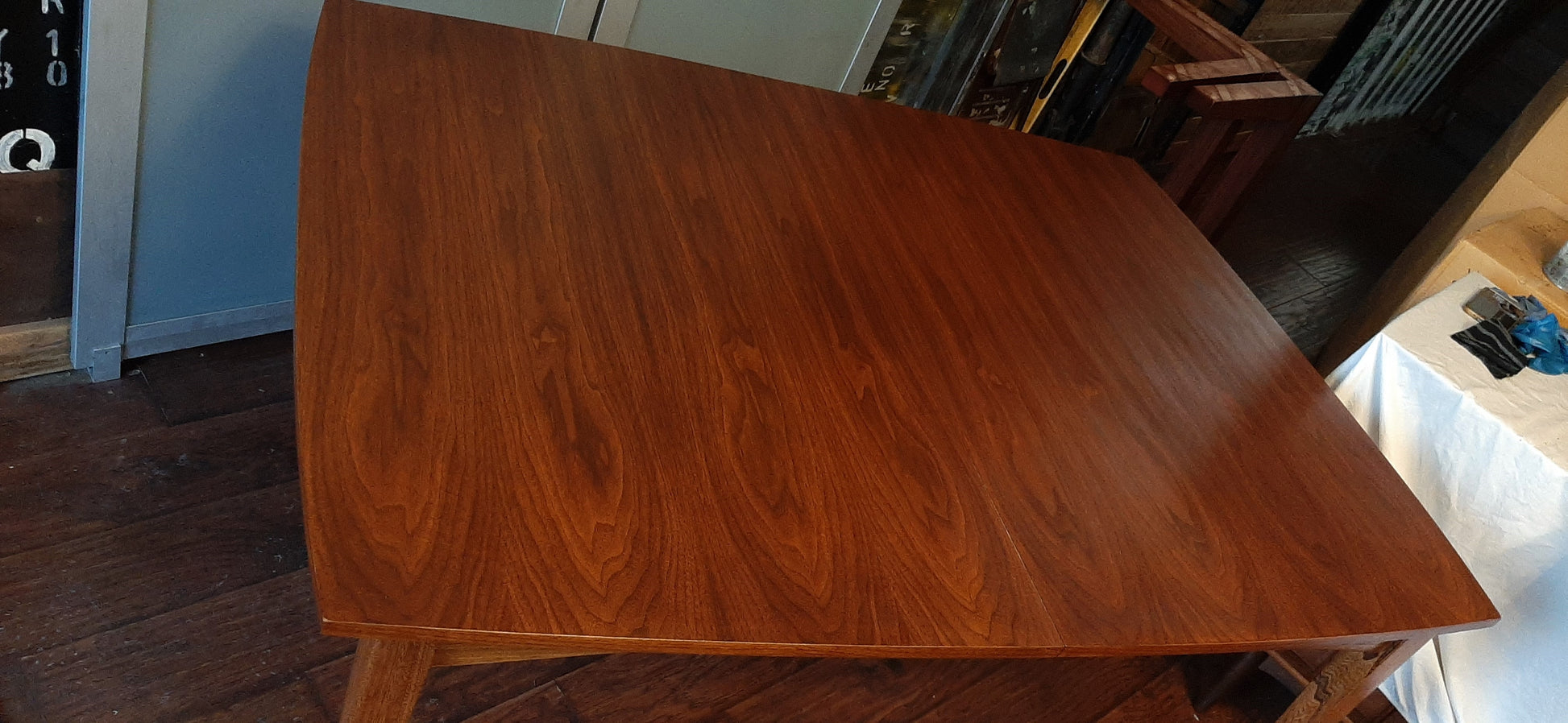 REFINISHED MCM Walnut Dining Table Extendable w 1 leaf, perfect, 54"-74" - Mid Century Modern Toronto