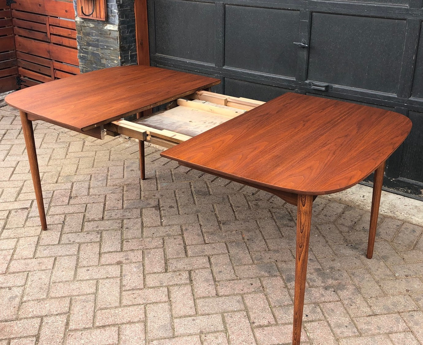 REFINISHED MCM Walnut Dining Table with butterfly extension 55" -72", PERFECT - Mid Century Modern Toronto