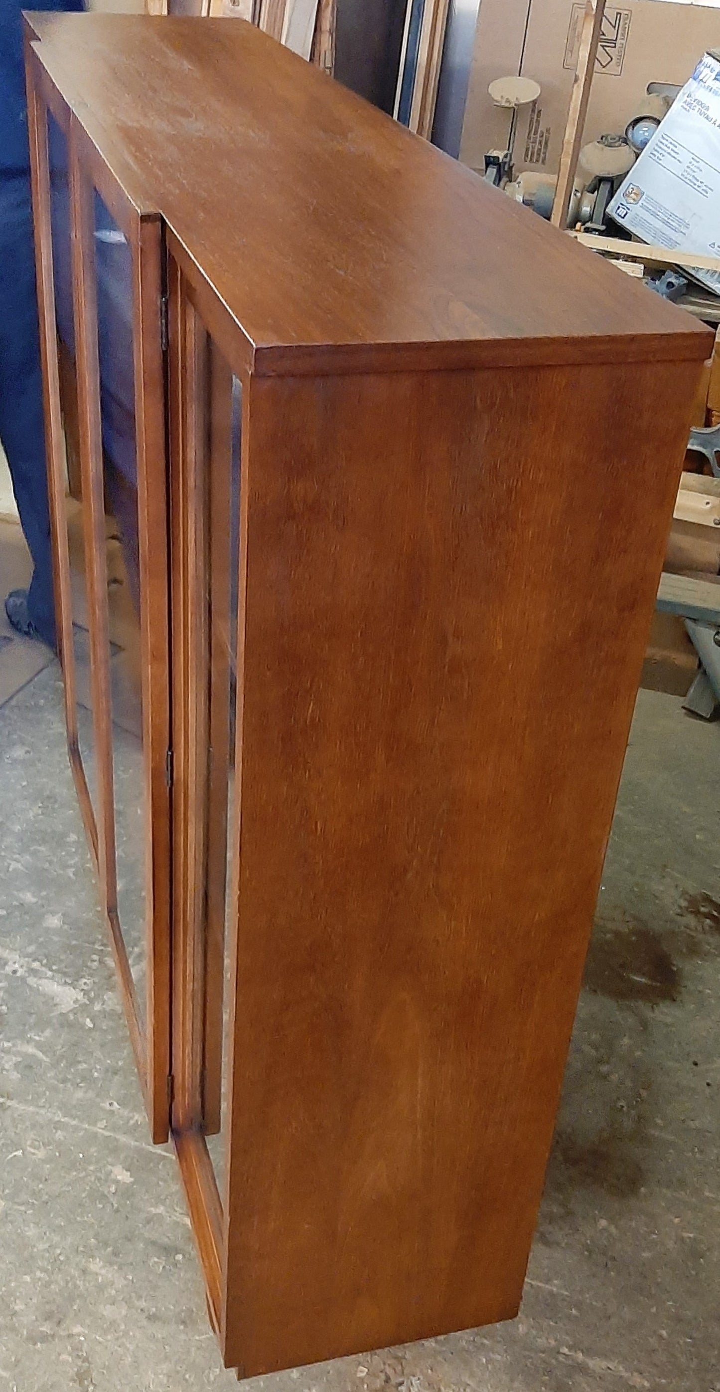 RESTORED Walnut MCM Bookcase Display 55" with framed glass doors - Mid Century Modern Toronto
