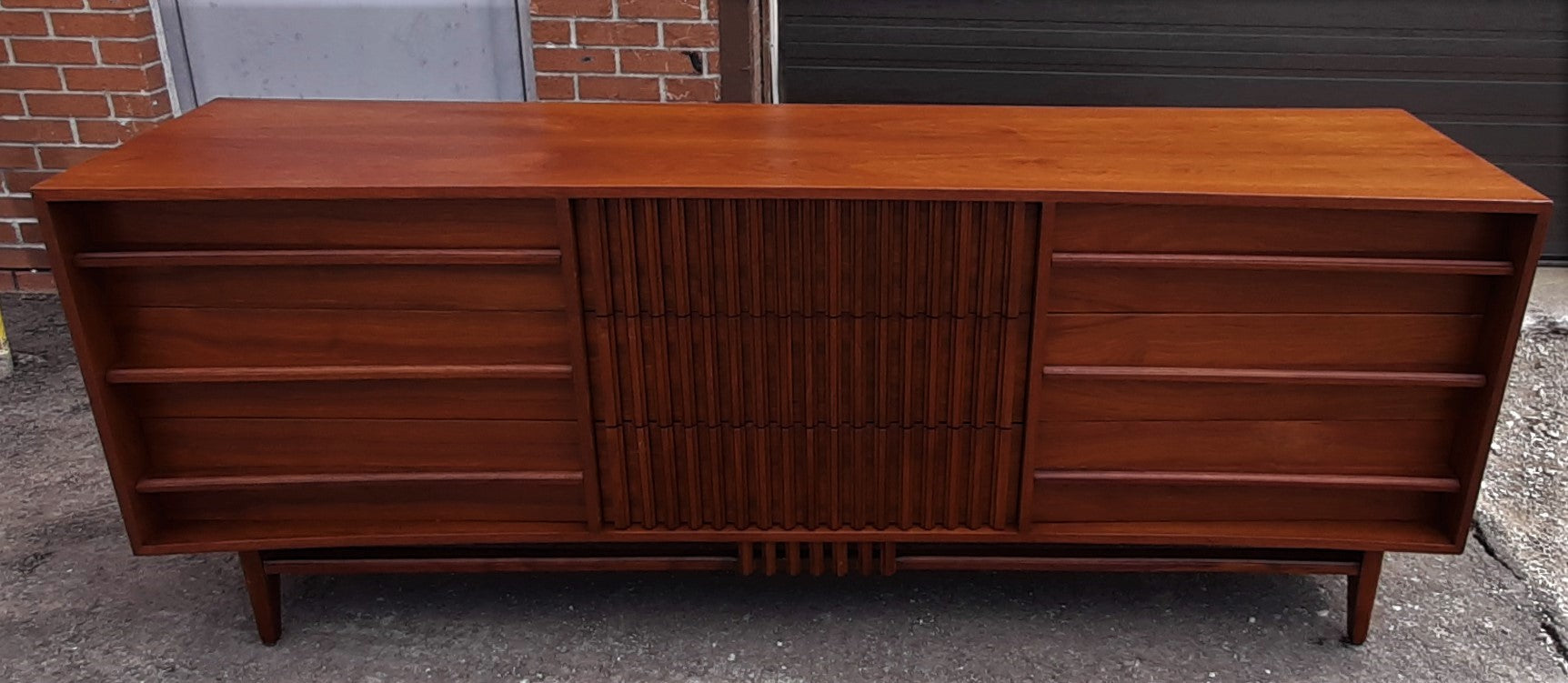 ON HOLD****REFINISHED MCM  Walnut Dresser 9 Drawers, 2 Nigh Stands, Headboard for Queen bed & optional frame - PERFECT - Mid Century Modern Toronto