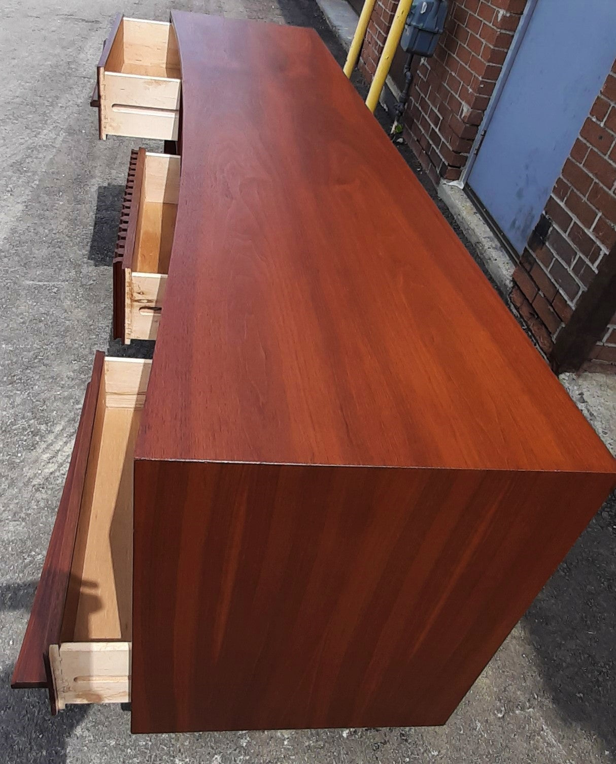 ON HOLD****REFINISHED MCM  Walnut Dresser 9 Drawers, 2 Nigh Stands, Headboard for Queen bed & optional frame - PERFECT - Mid Century Modern Toronto