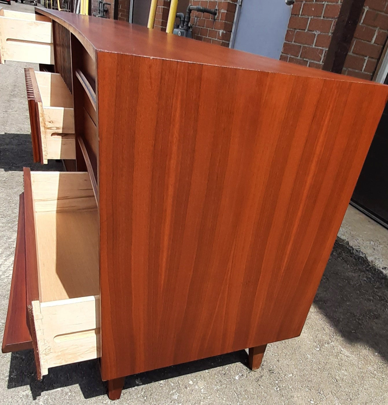 ON HOLD****REFINISHED MCM  Walnut Dresser 9 Drawers, 2 Nigh Stands, Headboard for Queen bed & optional frame - PERFECT - Mid Century Modern Toronto