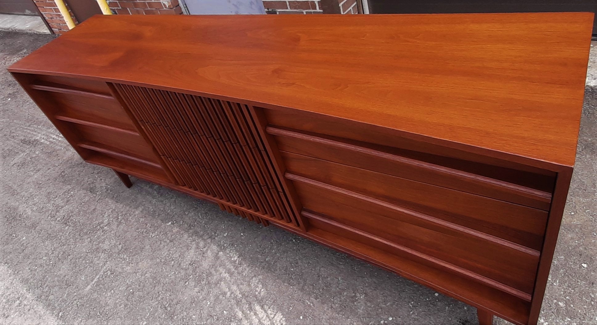 ON HOLD****REFINISHED MCM  Walnut Dresser 9 Drawers, 2 Nigh Stands, Headboard for Queen bed & optional frame - PERFECT - Mid Century Modern Toronto
