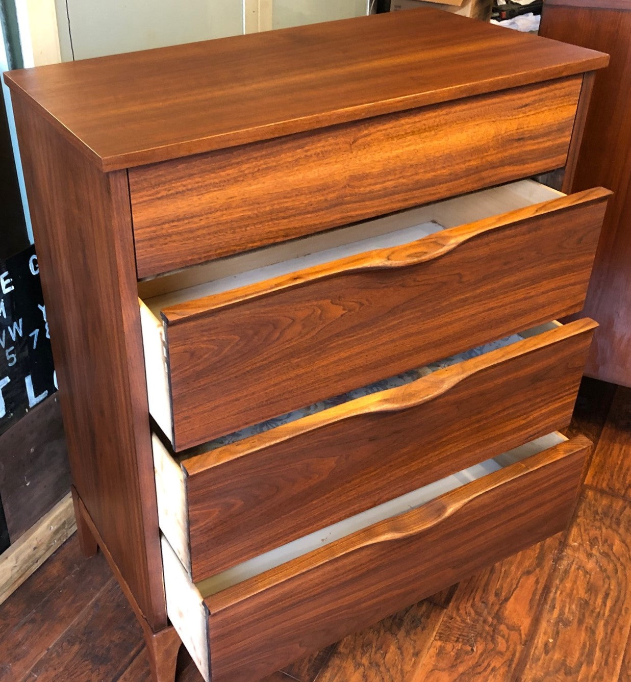REFINISHED MCM Walnut Tallboy 33" PERFECT - Mid Century Modern Toronto