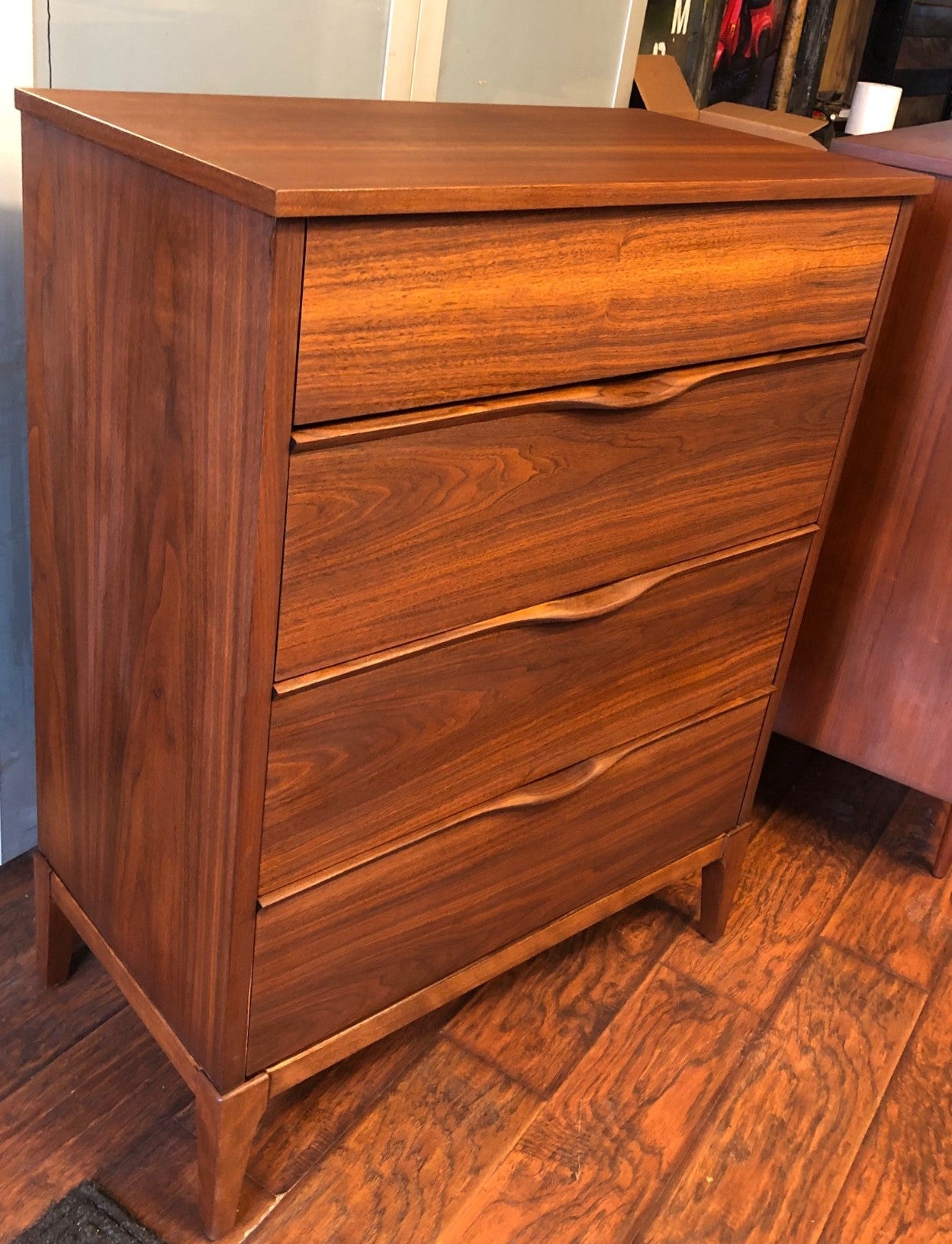 REFINISHED MCM Walnut Tallboy 33" PERFECT - Mid Century Modern Toronto