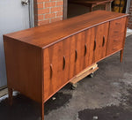 REFINISHED Unique Mid Century Modern Walnut Inlay Credenza  76