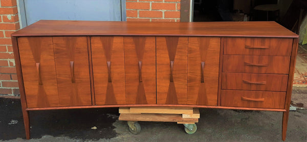 REFINISHED Unique Mid Century Modern Walnut Inlay Credenza  76" - Mid Century Modern Toronto