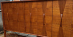 REFINISHED Unique Mid Century Modern Walnut Inlay Credenza  76