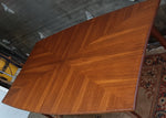 REFINISHED Unique MCM Walnut Inlay Table with 1 leaf, perfect, 68