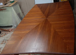 REFINISHED Unique MCM Walnut Inlay Table with 1 leaf, perfect, 68