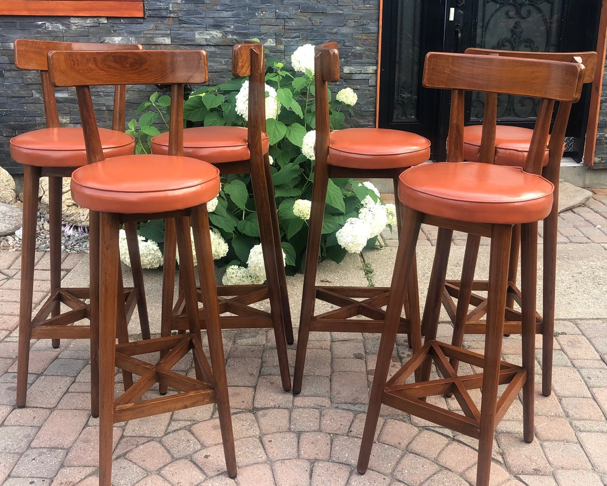 6 MCM Teak Bar Stools in great condition, each $99 - Mid Century Modern Toronto