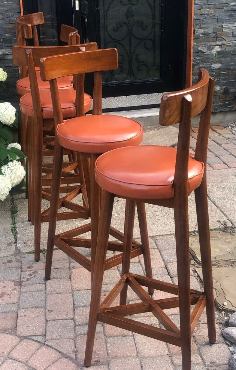 6 MCM Teak Bar Stools in great condition, each $99 - Mid Century Modern Toronto