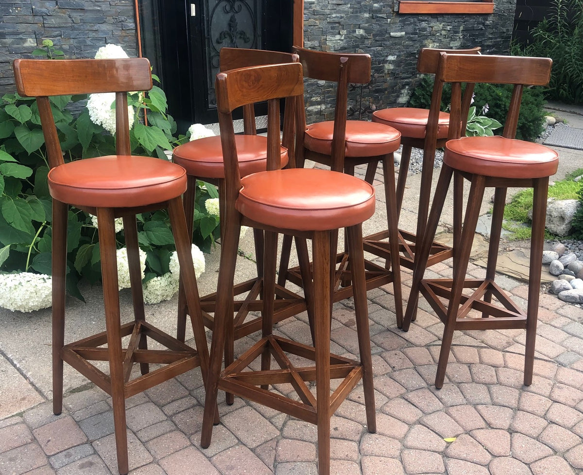 6 MCM Teak Bar Stools in great condition, each $99 - Mid Century Modern Toronto