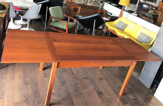 REFINISHED MCM Teak  Table with 2 Leaves PERFECT, 51"-90", treated in addition for durability - Mid Century Modern Toronto