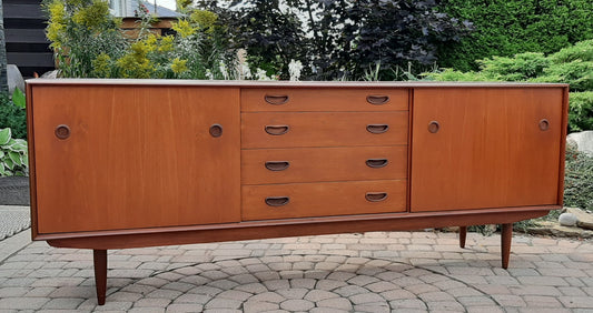 REFINISHED Teak MCM Sideboard TV Media Console 77.5" almost perfect - Mid Century Modern Toronto