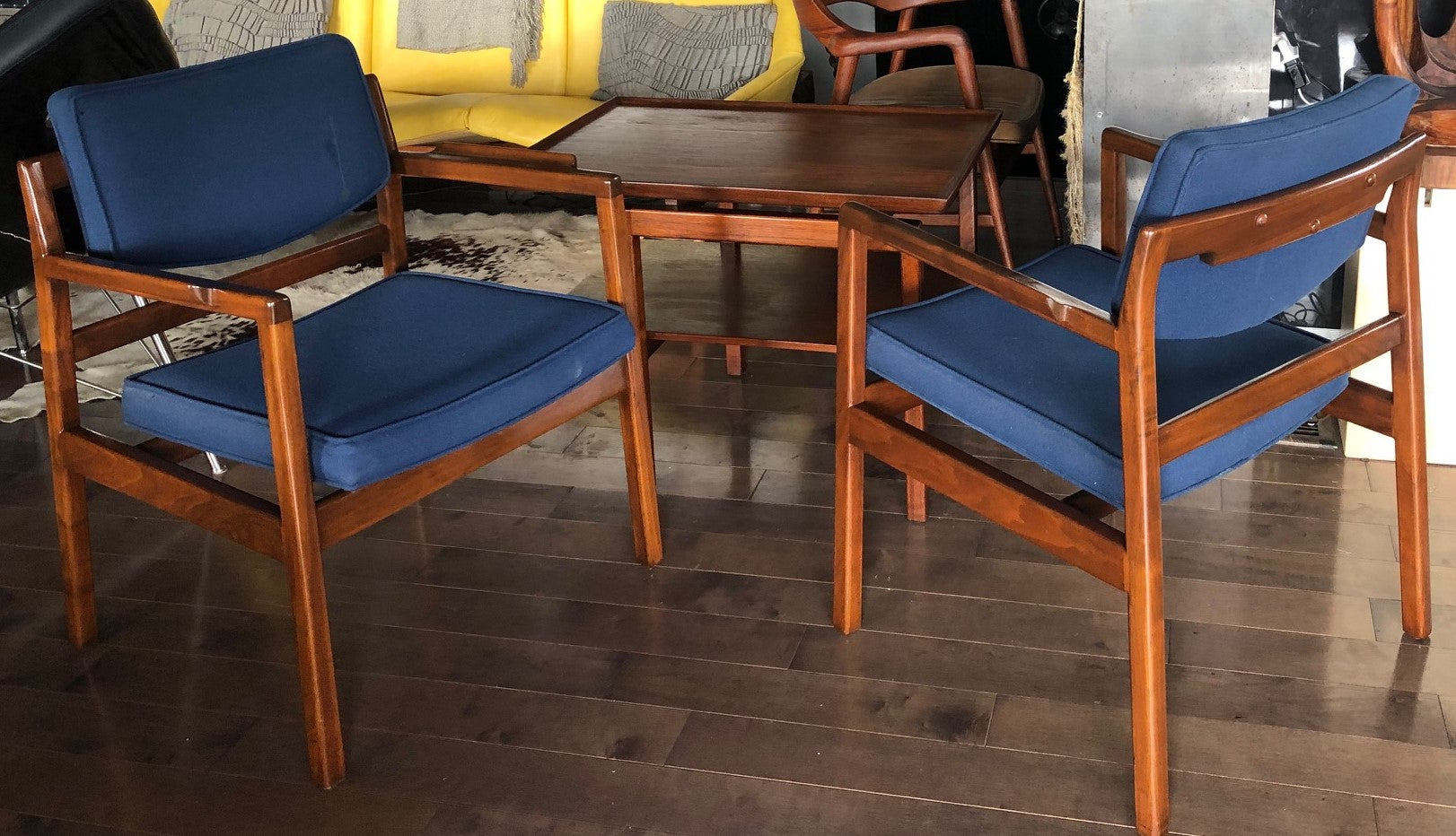 Pair of MCM Sculpted Walnut Armchairs by Jens Risom  (1 pair only available) - Mid Century Modern Toronto