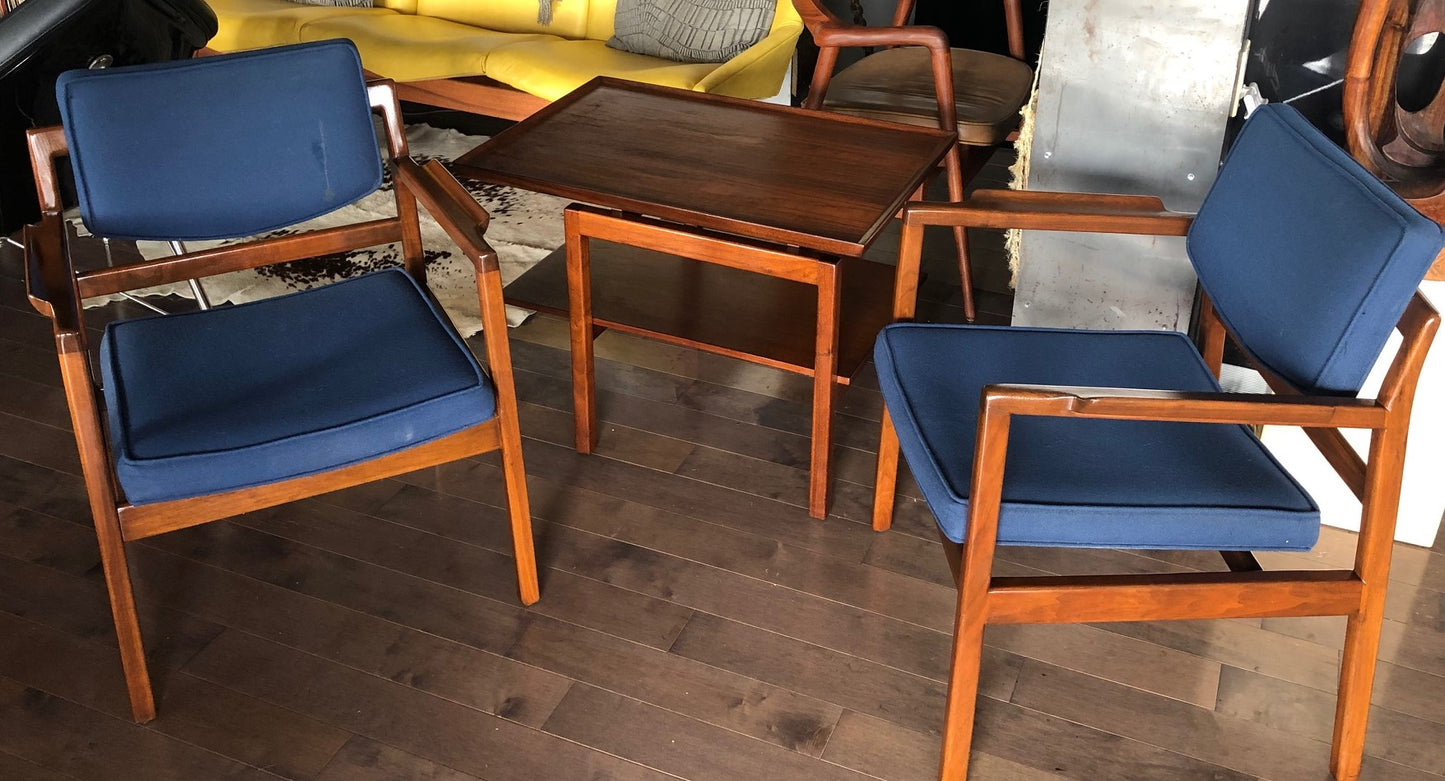 Pair of MCM Sculpted Walnut Armchairs by Jens Risom  (1 pair only available) - Mid Century Modern Toronto