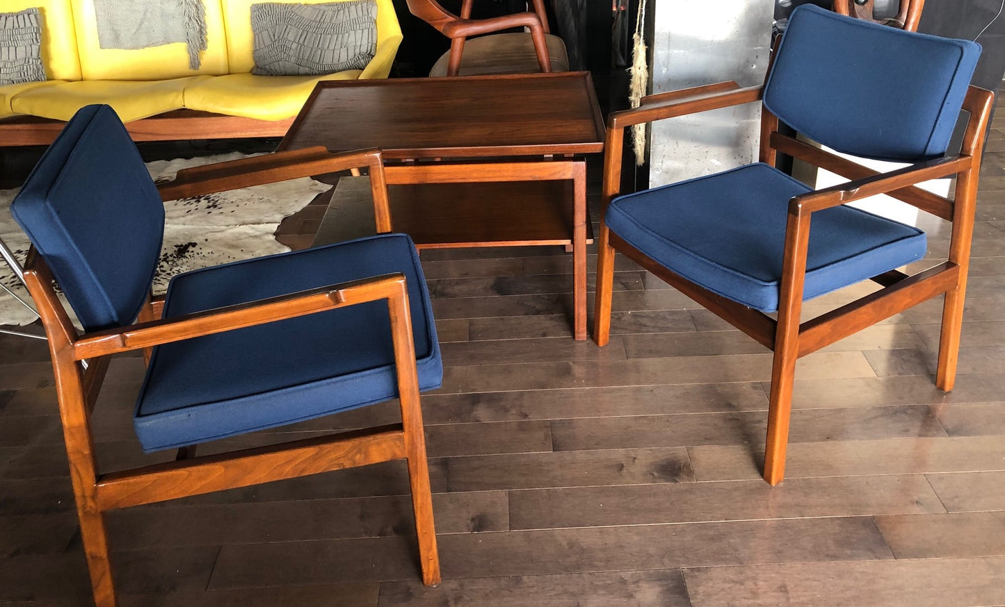 Pair of MCM Sculpted Walnut Armchairs by Jens Risom  (1 pair only available) - Mid Century Modern Toronto