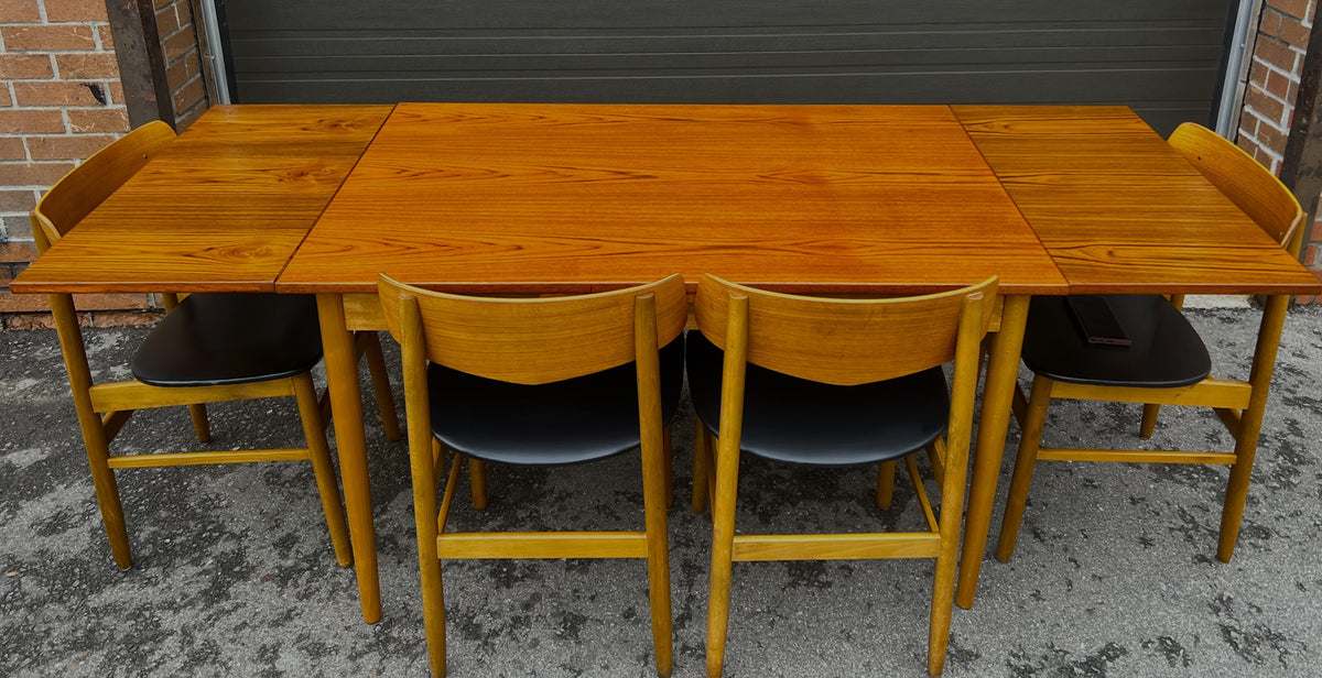 REFINISHED Danish Mid Century Modern Teak Table & 4 Teak Chairs by Farstrup