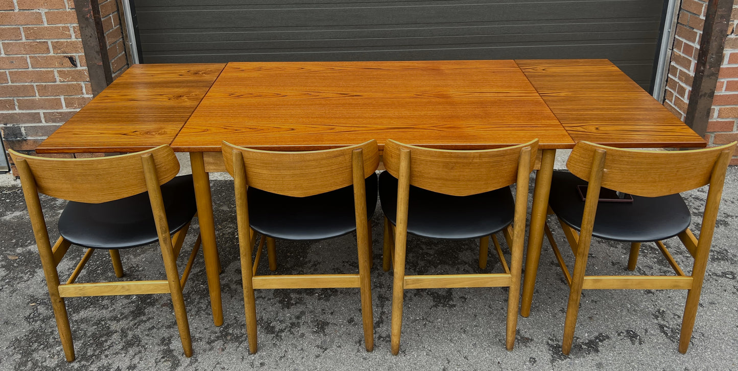 REFINISHED Danish Mid Century Modern Teak Table & 4 Teak Chairs by Farstrup