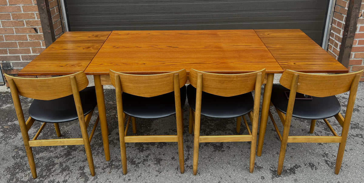 REFINISHED Danish Mid Century Modern Teak Table & 4 Teak Chairs by Farstrup