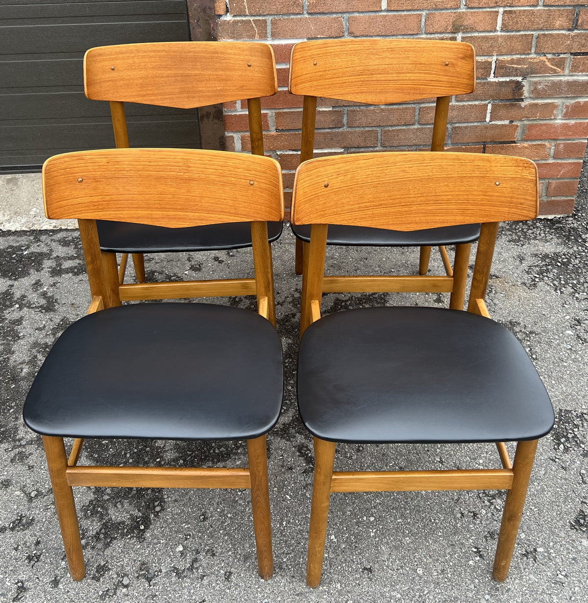 REFINISHED Danish Mid Century Modern Teak Table & 4 Teak Chairs by Farstrup