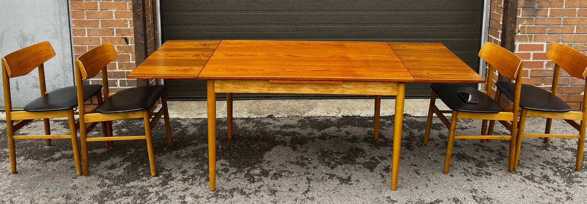REFINISHED Danish Mid Century Modern Teak Table & 4 Teak Chairs by Farstrup