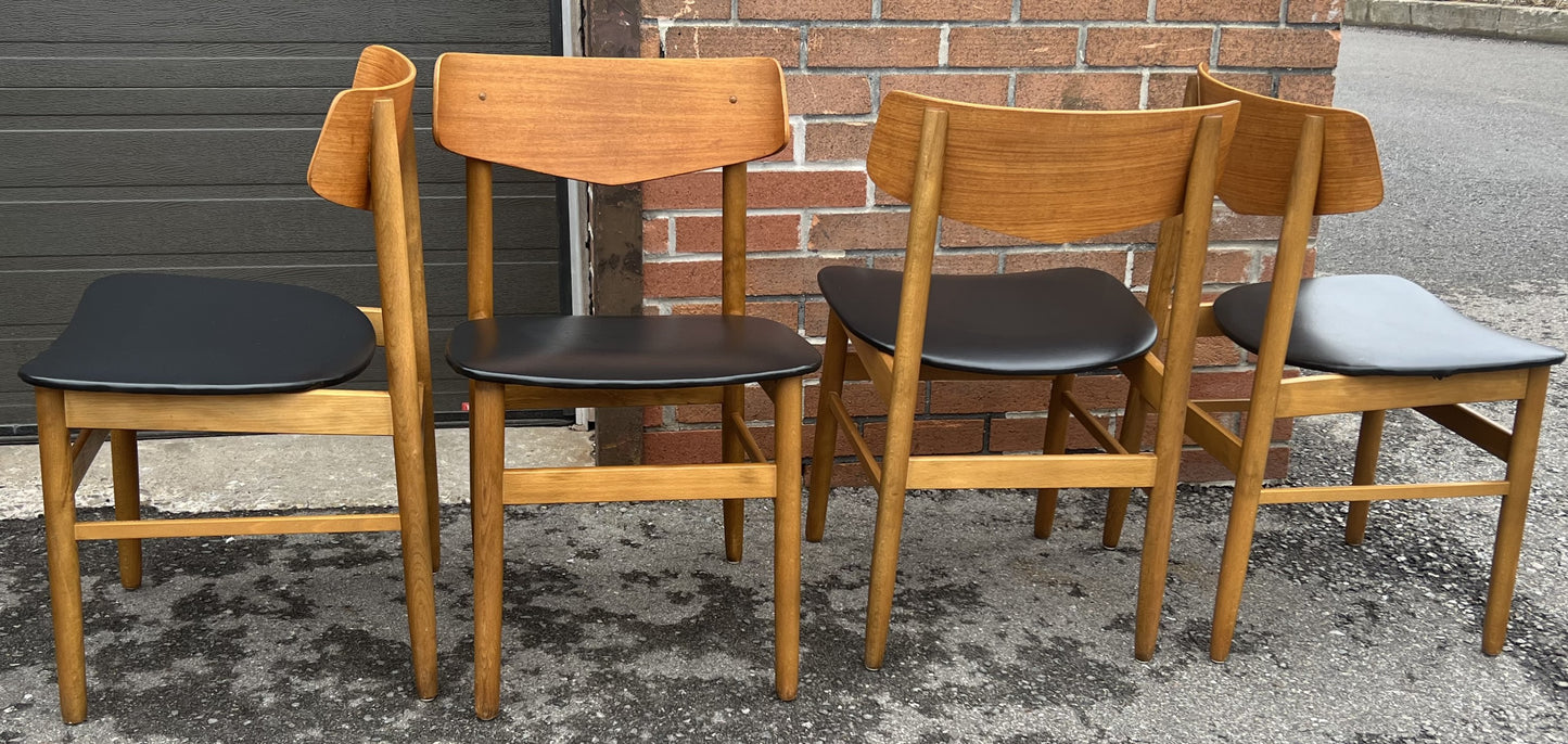 REFINISHED Danish Mid Century Modern Teak Table & 4 Teak Chairs by Farstrup