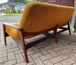 REFINISHED Mid Century Modern R.Huber Scoop Sofa Teak Framed 3-seater 4