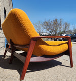 REFINISHED Mid Century Modern R.Huber Scoop Sofa Teak Framed 3-seater 6