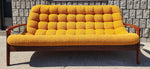 REFINISHED Mid Century Modern R.Huber Scoop Sofa Teak Framed 3-seater 7