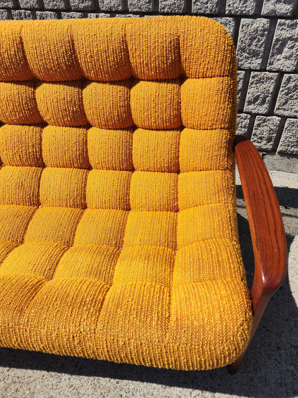 REFINISHED Mid Century Modern R.Huber Scoop Sofa Teak Framed 3-seater
