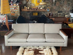 REFINISHED REUPHOLSTERED in Greige Performance Fabric High Quality MCM Sofa by SELIG - PERFECT 1