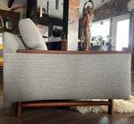 REFINISHED REUPHOLSTERED in Greige Performance Fabric High Quality MCM Sofa by SELIG - PERFECT 3