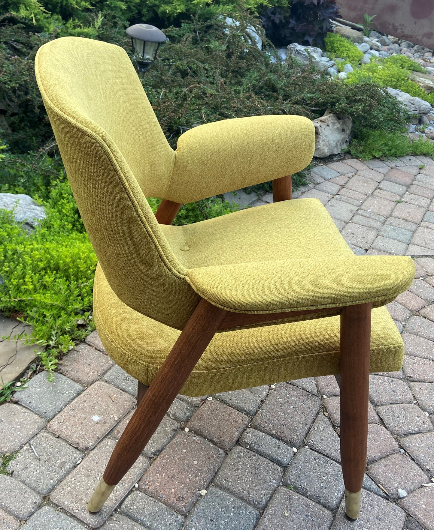 REFINISHED REUPHOLSTERED Mid Century Modern walnut armchair, Perfect