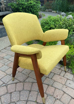 REFINISHED REUPHOLSTERED Mid Century Modern walnut armchair, Perfect 10