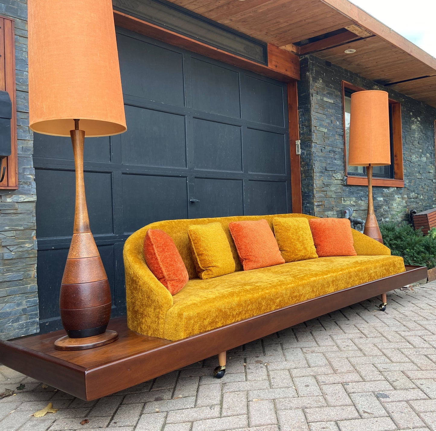 MCM Cloud Platform Sofa in Walnut & Mohair attributed to Adrian Pearsall 121"