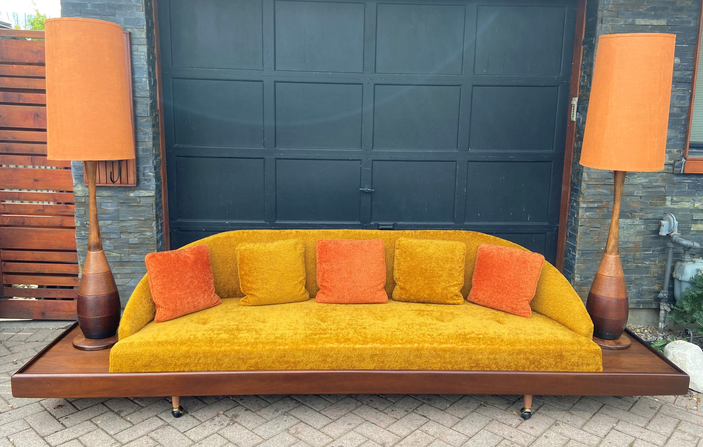 MCM Cloud Platform Sofa in Walnut & Mohair attributed to Adrian Pearsall 121"