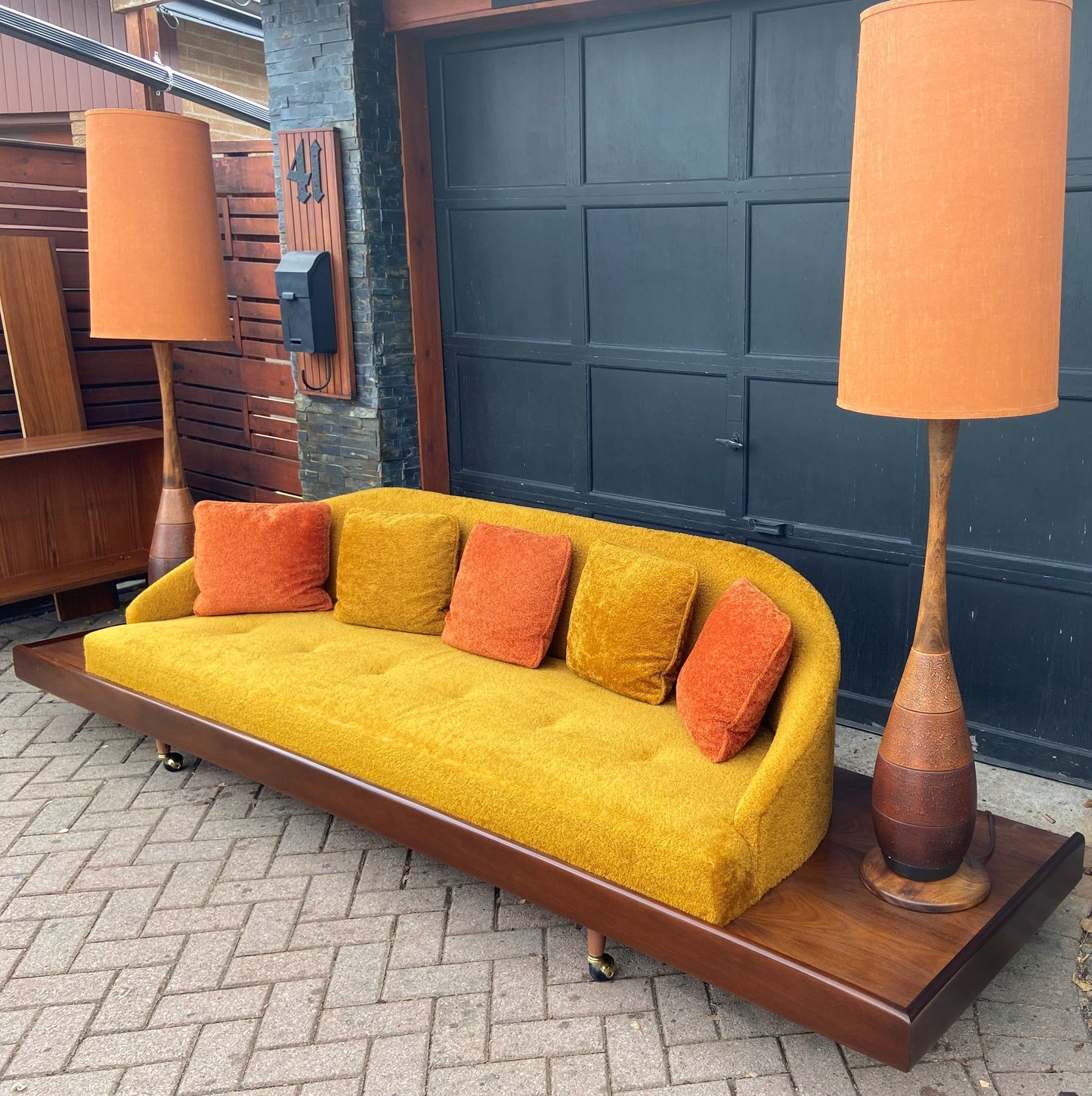 MCM Cloud Platform Sofa in Walnut & Mohair attributed to Adrian Pearsall 121"