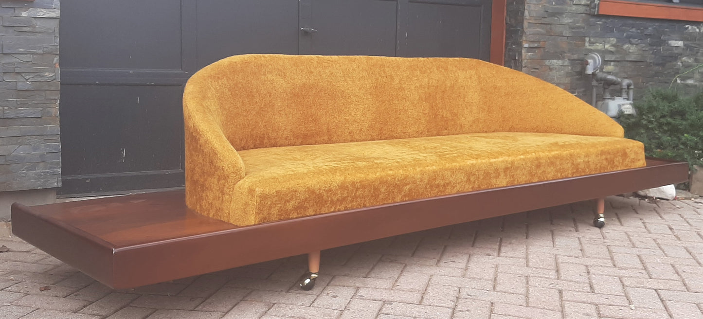 MCM Cloud Platform Sofa in Walnut & Mohair attributed to Adrian Pearsall 121"