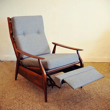 REFINISHED MCM High Back Lounge Chair Reclining, perfect- cushions will be CUSTOM made just for you