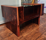 REFINISHED Mid Century Modern Rosewood & Glass End Table with Storage 11