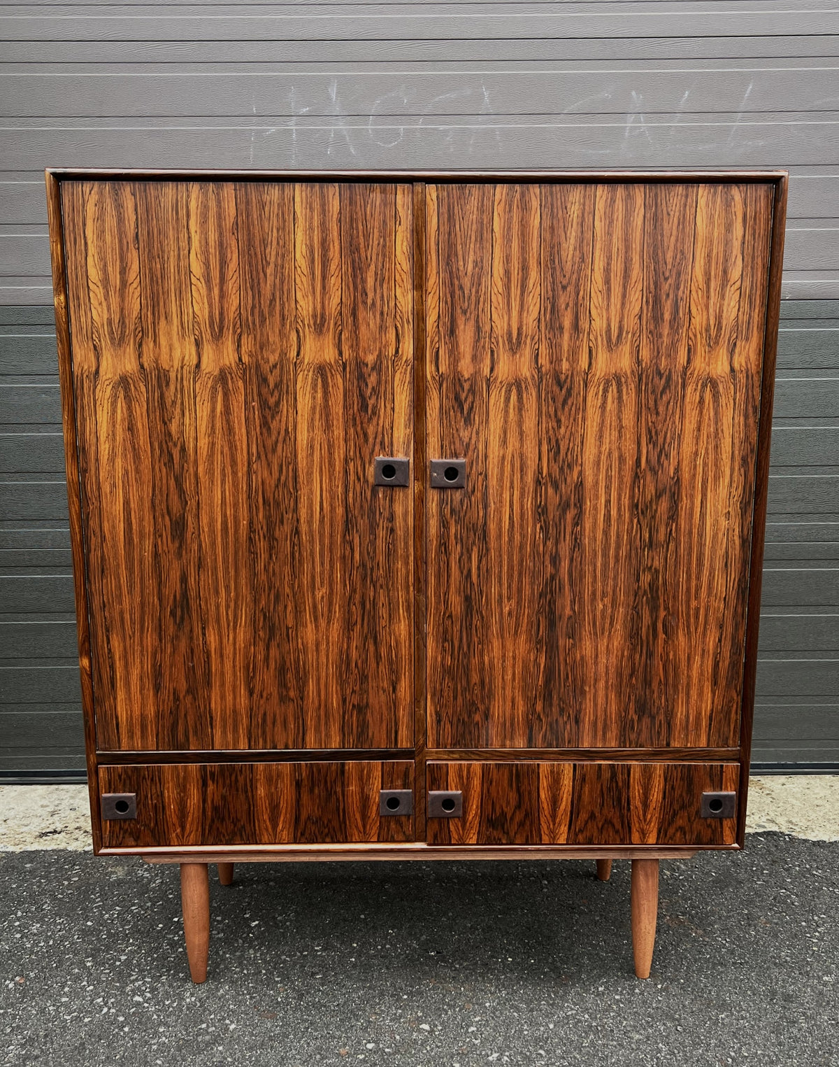 RESTORED Mid Century Modern Rosewood Wardrobe Tall Dresser W 46