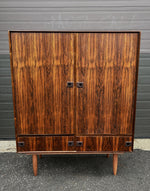 RESTORED Mid Century Modern Rosewood Wardrobe Tall Dresser W 46
